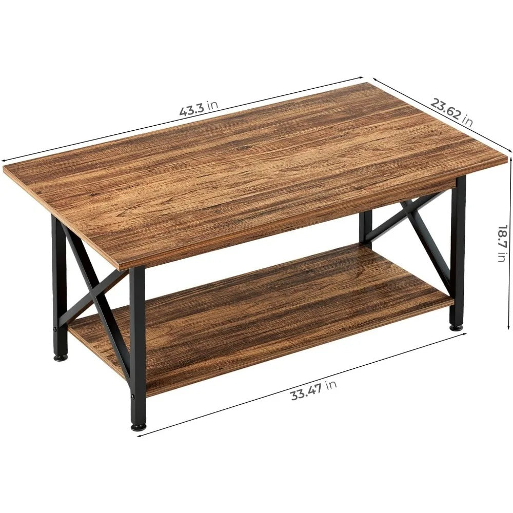 Rectangle Coffee Wood Living Room Table Farmhouse Accent Center Table