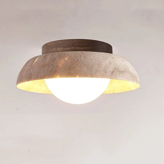 White Glass LED Ceiling Lamp with Wooden Canopy