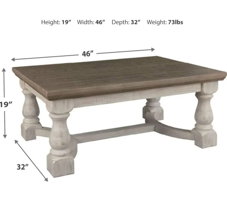 Rectangular Coffee Table Gray & White Weathered Finish Table