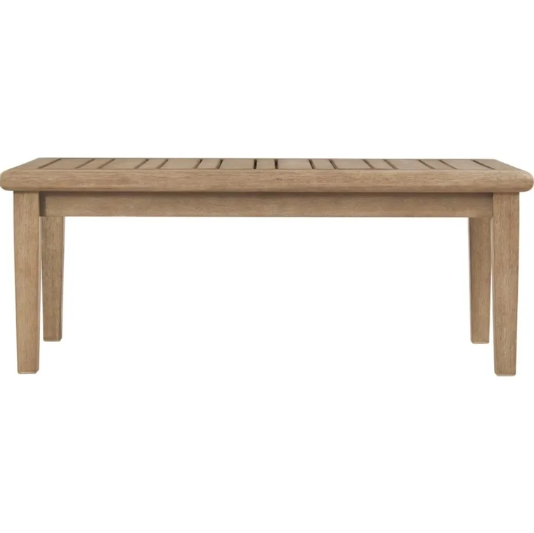 Outdoor Rectangular Table Wood Slat Top Coffee Table